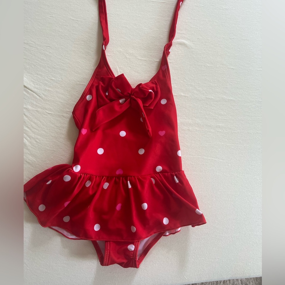 Red Polka Dot Kids Swim One Piece